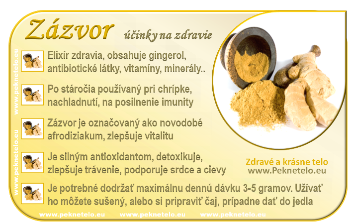 Zázvor - účinky na zdravie a chudnutie