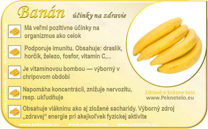 Banán - účinky na zdravie a chudnutie